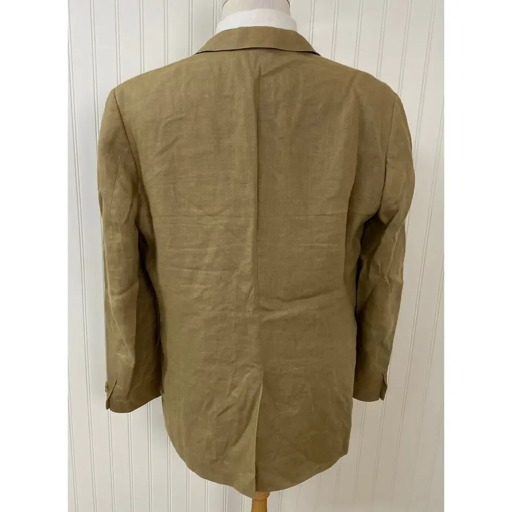 J. Crew Ludlow 2-button 100% linen tan lined sport coat blazer suit jacket, 44L